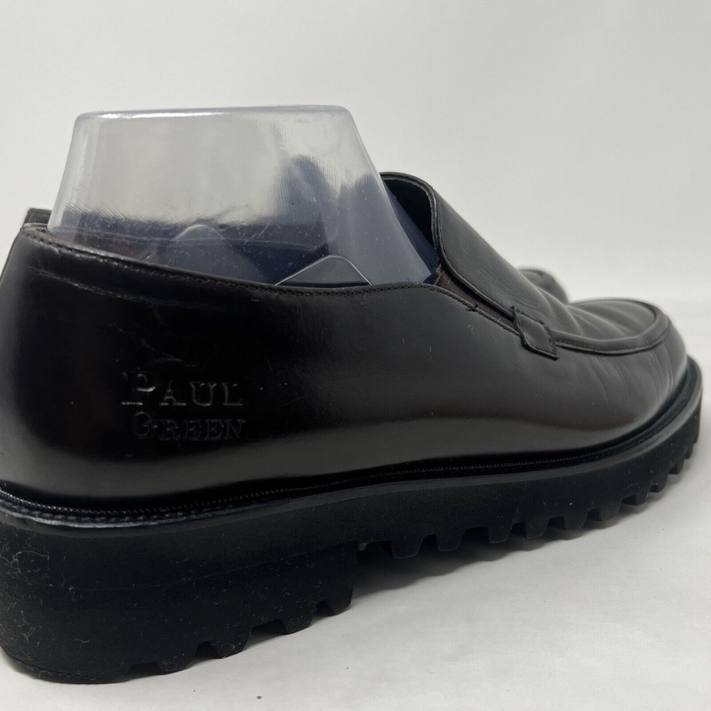 Paul Green Women's lug sole Platfrom Loafer Brown Leather Flat Slip On 8 US 10.5 - Picture 4 of 10